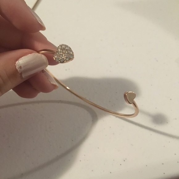 Hearts Gold Crystal Love Bangle Cuff Bracelet - Picture 6 of 6